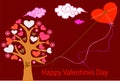 Happy Valentines Day. picture of a greeting card with a lot of hearts on the trees of love