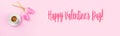 Happy valentines day pink web banner with coffee Royalty Free Stock Photo