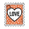 Happy Valentines Day Postage Stamp. Love Postage Stamp Royalty Free Stock Photo