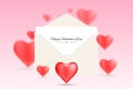 Happy valentines day postcard or sale background with red heart shape., Romance letter mail of valentines celebration event.,