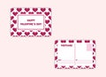 Happy Valentines Day postcard template. Vector illustration with creative puzzle hearts and vintage text. Greeting card for