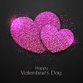 Happy Valentines day poster. Golden sparkle love heart