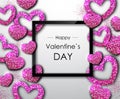 Happy Valentines day poster. Golden sparkle love heart symbol
