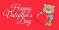 Happy Valentines Day Poster Teddy Big Heart Symbol Royalty Free Stock Photo