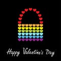 Happy Valentines Day. Rainbow flag bag icon. Heart shape. LGBT gay symbol. Pride sign. Colorful line set. Flat design. Love is Royalty Free Stock Photo