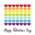 Happy Valentines Day. Rainbow flag line icon. Heart shape. LGBT gay symbol. Pride sign. Colorful line set. Flat design. Love is Royalty Free Stock Photo