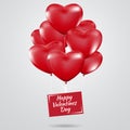 Happy Valentines Day, Red heart balloons colorful illustration Royalty Free Stock Photo