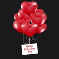 Happy Valentines Day, Red heart balloons colorful illustration Royalty Free Stock Photo