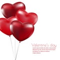 Happy Valentines Day, Red heart balloons colorful illustration Royalty Free Stock Photo