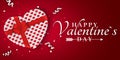 Happy Valentines day red romantic banner. Gift from the heart. White gift box with a red bow. Pattern of hearts. Background for yo Royalty Free Stock Photo