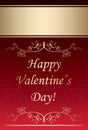 happy valentines day - red vector background with gold decorations Royalty Free Stock Photo