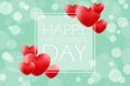 Happy Valentines Day romantic background with red hearts. 14 february holiday greetings. Royalty Free Stock Photo
