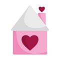 Happy valentines day, romantic house heart love decoration