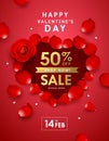 Happy Valentines Day rose sale heart shape concept poster design Royalty Free Stock Photo