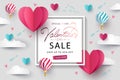 Happy Valentines Day Sale background, banner, poster or flyer design Royalty Free Stock Photo