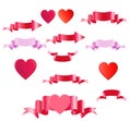 Happy Valentines Day.Satin colored tapes and heart.