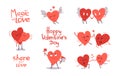 Happy Valentines Day. Set of cute vector illustrations isolated on white. Clip art for greeting card concept. Couple in