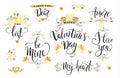 Happy Valentines Day. Set of hand drawn inscriptions. Royalty Free Stock Photo