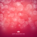 Happy valentines day with shining heart bokeh on pink background Royalty Free Stock Photo