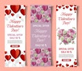 Vector paper cut Valentines day special offer banner set Royalty Free Stock Photo