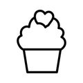 Happy valentines day, sweet cupcake heart love snack thick line