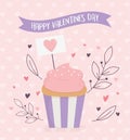 Happy valentines day, sweet cupcake hearts love background