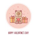 Happy Valentines Day. Teddy bear. Vector illustration.