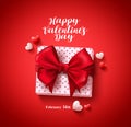 Happy valentines day text greeting card vector banner design with love gift