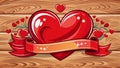 Happy valentines day text hearts falling from cloud Design Illustration Royalty Free Stock Photo