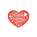 Happy Valentines day text Lettering heart shape