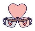 Happy valentines day toast chocolate cups heart love