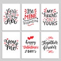 Happy Valentines Day typography set with hand drawn lettering Royalty Free Stock Photo