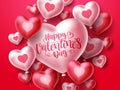 Happy valentines day vector heart design. Valentine`s day greeting typography in heart shape