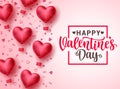 Happy valentines day vector template design. Valentines day greeting text typography in white space with heart air balloon Royalty Free Stock Photo