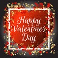 Happy valentines day and weeding design elements. Red pink hears, golden glitter confetti with white look like