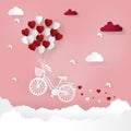 Happy valentines day and weeding design elements. Vector illustration. Balloon hang the gift box on abstract background.