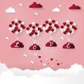 Happy valentines day and weeding design elements. Vector illustration. Balloon hang the gift box on abstract background.