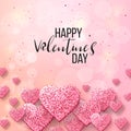 Happy valentines day and weeding design elements. Vector illustration. Pink Background With Ornaments, Hearts. Doodles and curls. Royalty Free Stock Photo