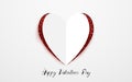 Happy valentines day. White paper heart style background