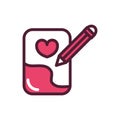 Happy valentines day writing note pencil love romantic feeling icon Royalty Free Stock Photo