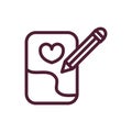 Happy valentines day writing note pencil love romantic feeling icon thick line