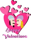 Happy Valentines lovers couple illustration