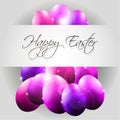 Happy Vector Background with Flying Purple Eggs
