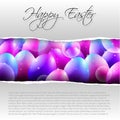 Happy Vector Easter Background with Purple Eggs a