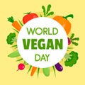 Happy vegan day concept background, flat style