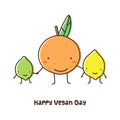 Happy Vegan Day. Vector illustration of fruit.