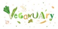 Happy Veganuary poster. Reduce animal products consumption