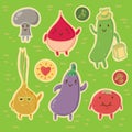 Happy Vegetables Vector Sticker Set Royalty Free Stock Photo