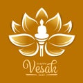 Happy vesak day banner with Buddha Meditation in gold lotus flower sign vector design Royalty Free Stock Photo