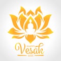 Happy vesak day banner with Buddha Meditation in gold lotus flower sign on white background vector design